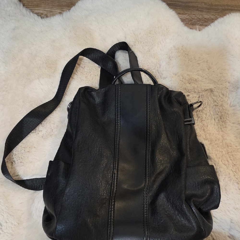 Black Leather Backpack